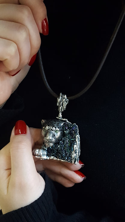 Large Wild Cat Pendant Necklace