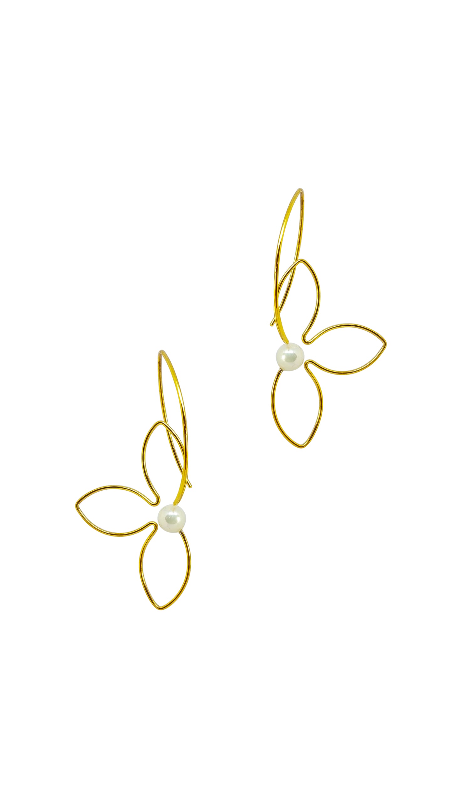 Sterling Silver Flower Earrings: Dainty Pearl Wire Earrings
