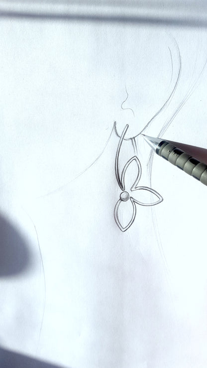 Sterling Silver Flower Earrings: Dainty Pearl Wire Earrings