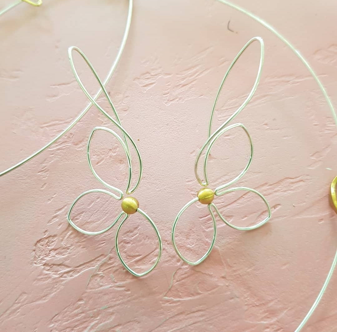 Sterling Silver Flower Earrings: Dainty Pearl Wire Earrings