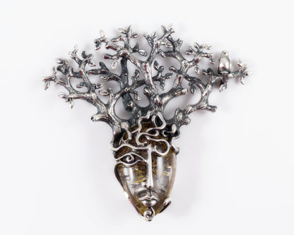 Sterling Silver Tree of Life Face Pendant
