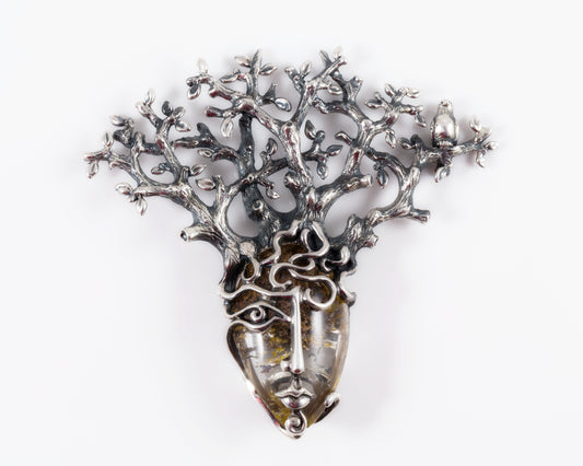 Sterling Silver Tree of Life Face Pendant