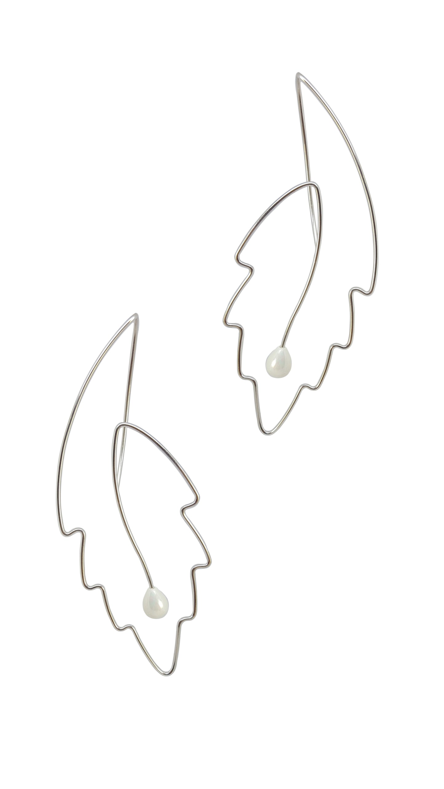 Sterling Silver Leaf Earrings – Minimalist Wire Jewelry