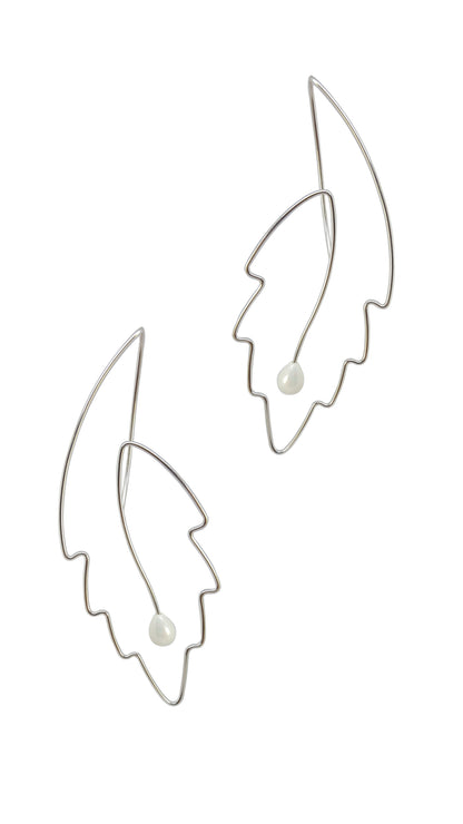 Sterling Silver Leaf Earrings – Minimalist Wire Jewelry