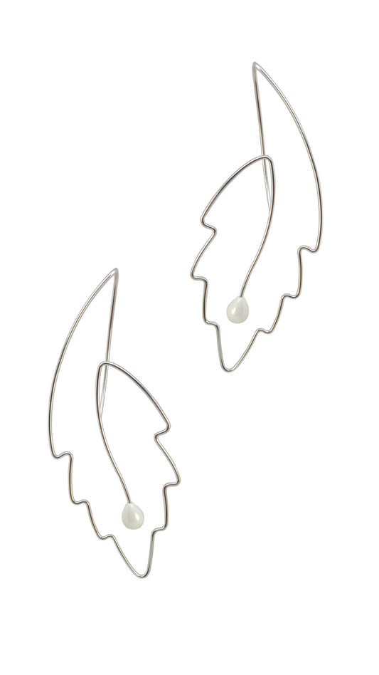 Sterling Silver Leaf Earrings – Minimalist Wire Jewelry