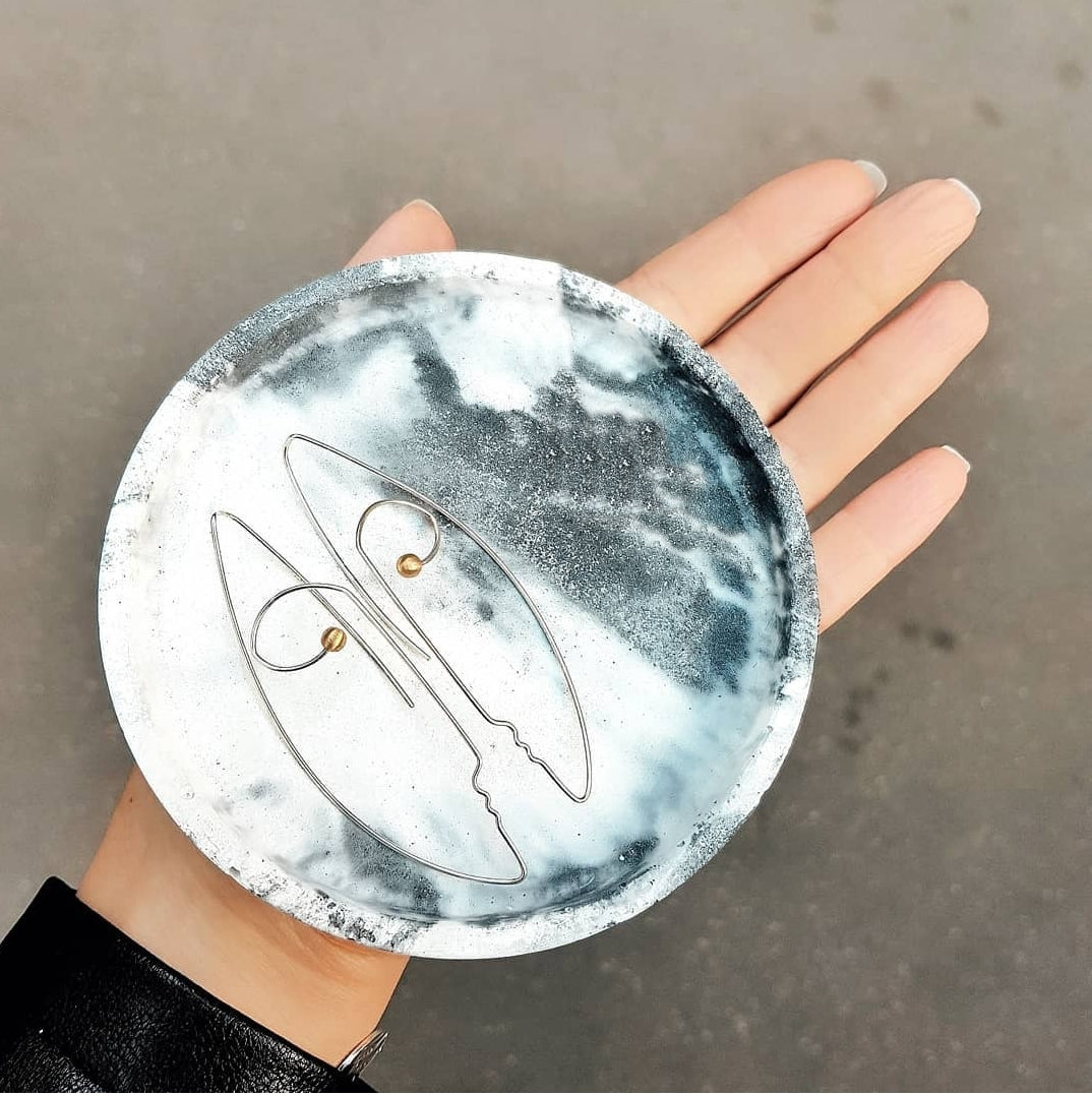 Sterling Silver Face Line Art Earrings