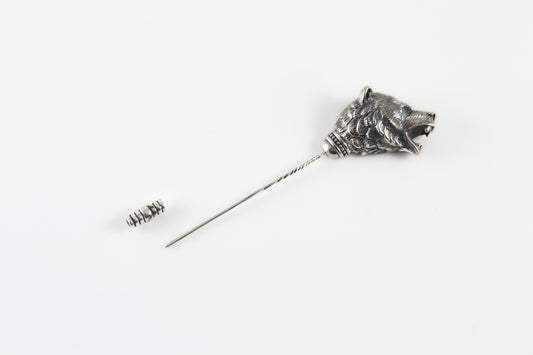 Sterling Silver Bear Head Lapel Pin