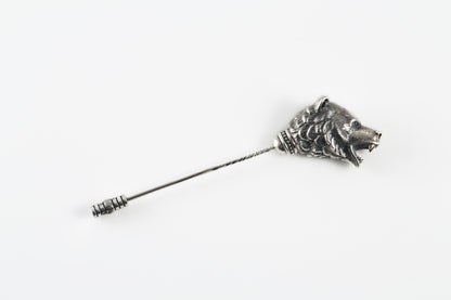Sterling Silver Bear Head Lapel Pin