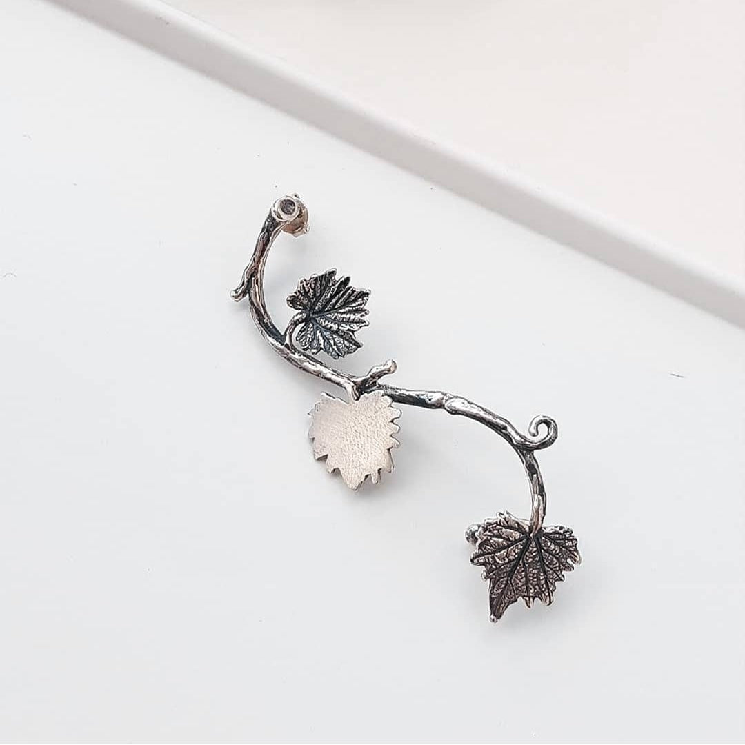 Sterling Silver Vine Leaf Ear Cuff