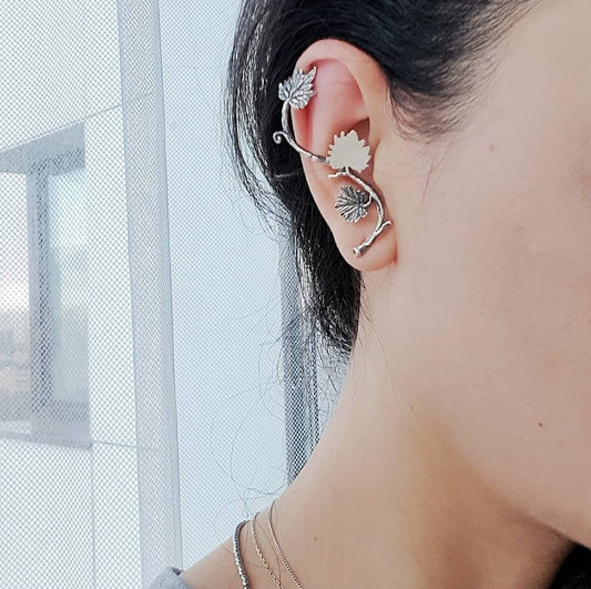 Sterling Silver Vine Leaf Ear Cuff