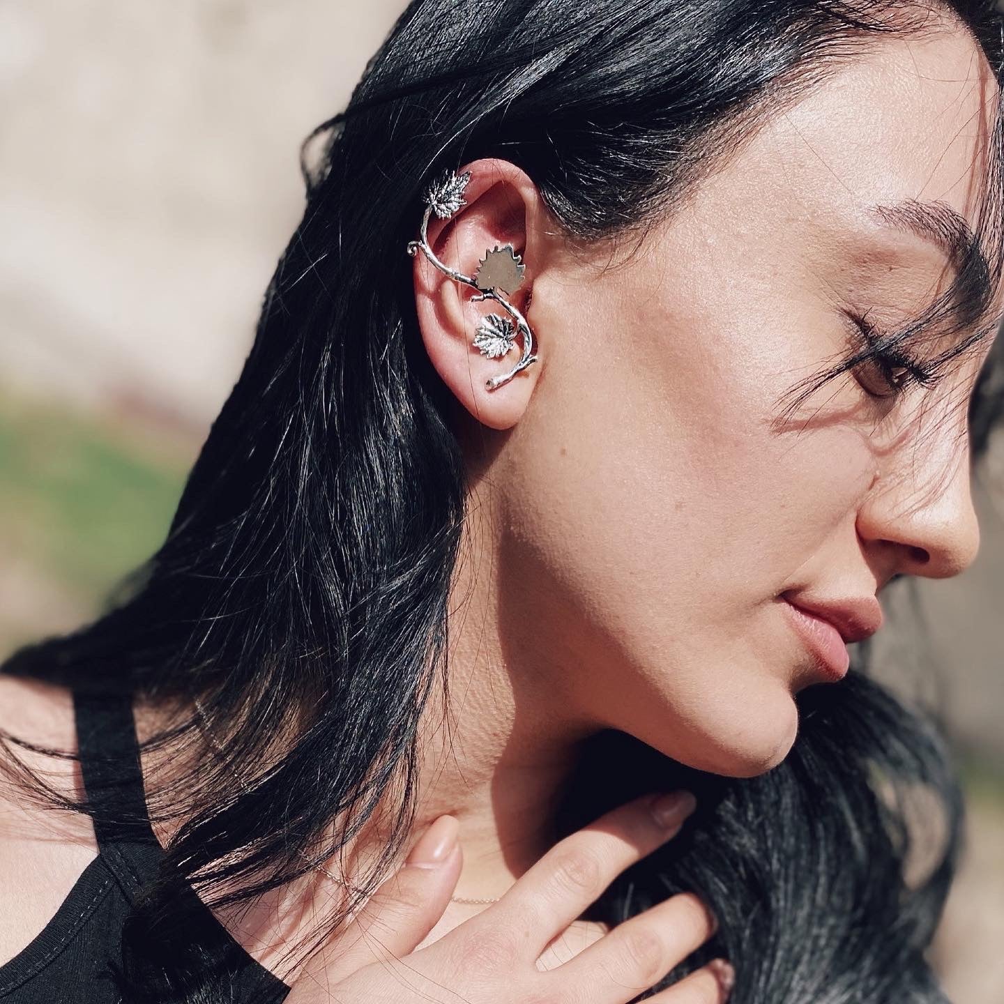 Sterling Silver Vine Leaf Ear Cuff