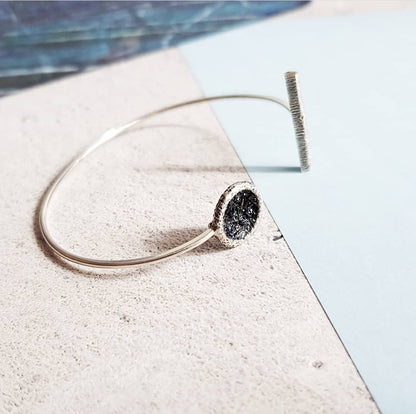 Druzy Carborundum Cuff Bracelet