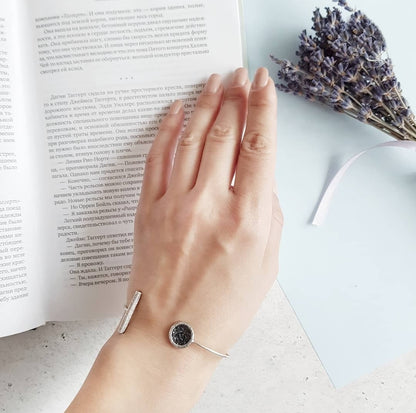 Druzy Carborundum Cuff Bracelet