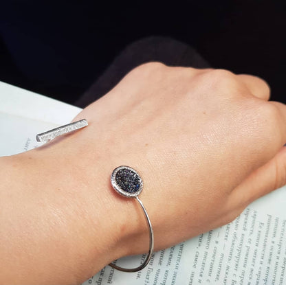 Druzy Carborundum Cuff Bracelet