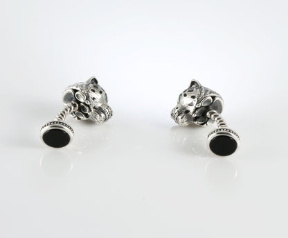 Sterling Silver Leopard Cufflinks