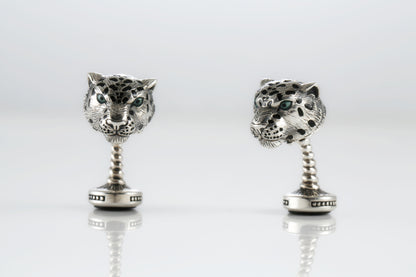 Sterling Silver Leopard Cufflinks