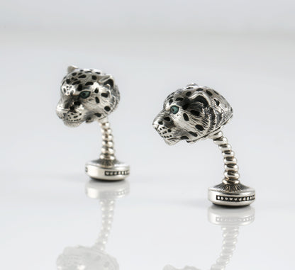 Sterling Silver Leopard Cufflinks