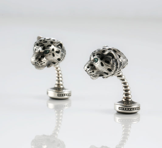 Sterling Silver Leopard Cufflinks