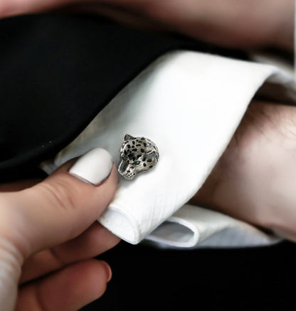 Sterling Silver Leopard Cufflinks