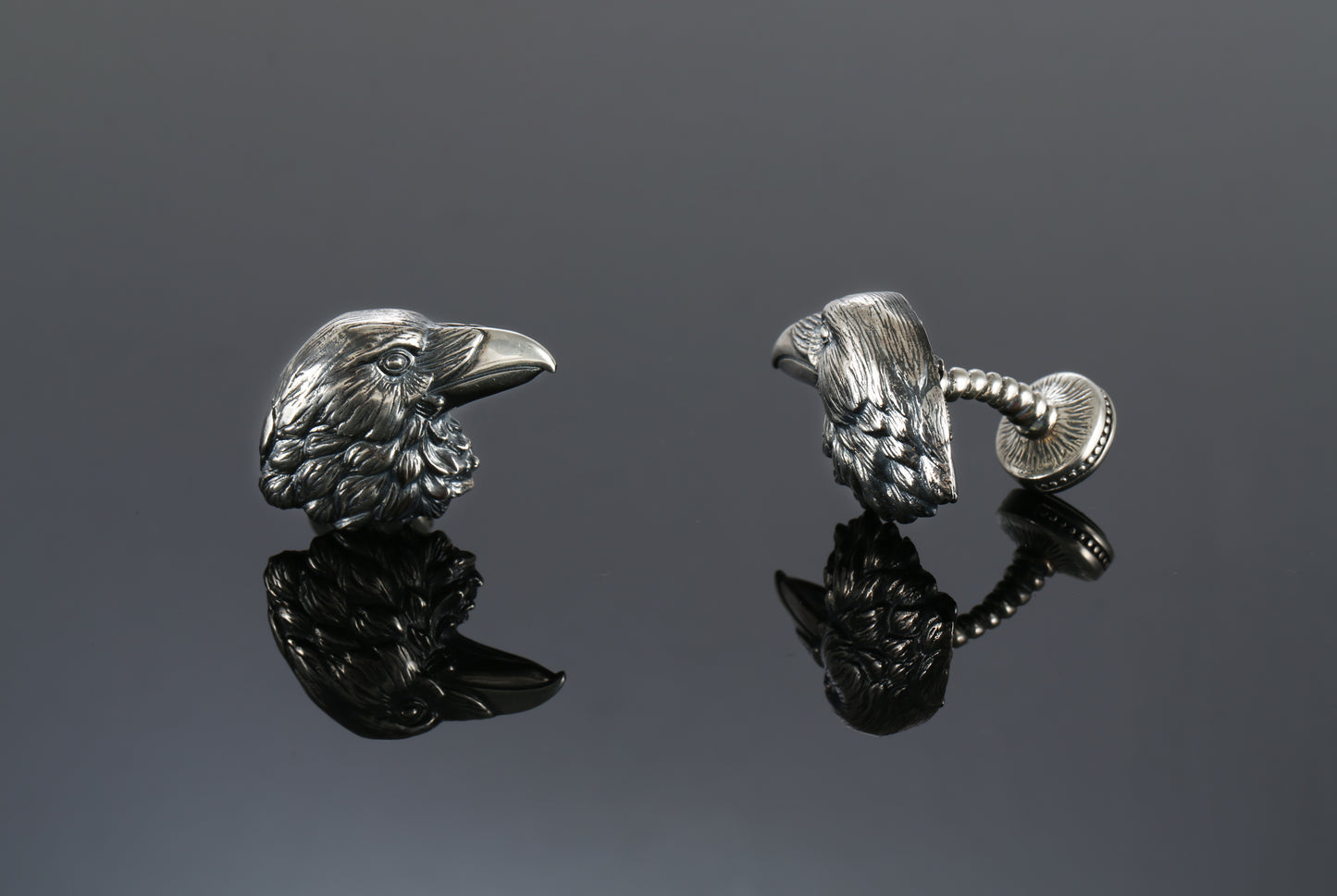 Oxidized Sterling Silver Raven Cufflinks