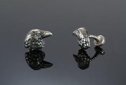Oxidized Sterling Silver Raven Cufflinks