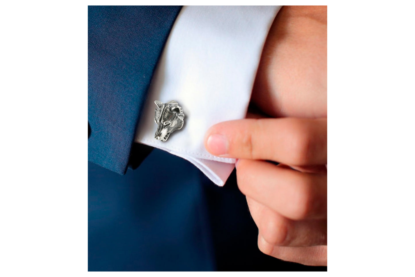 Oxidized Sterling Silver Wolf Cufflinks