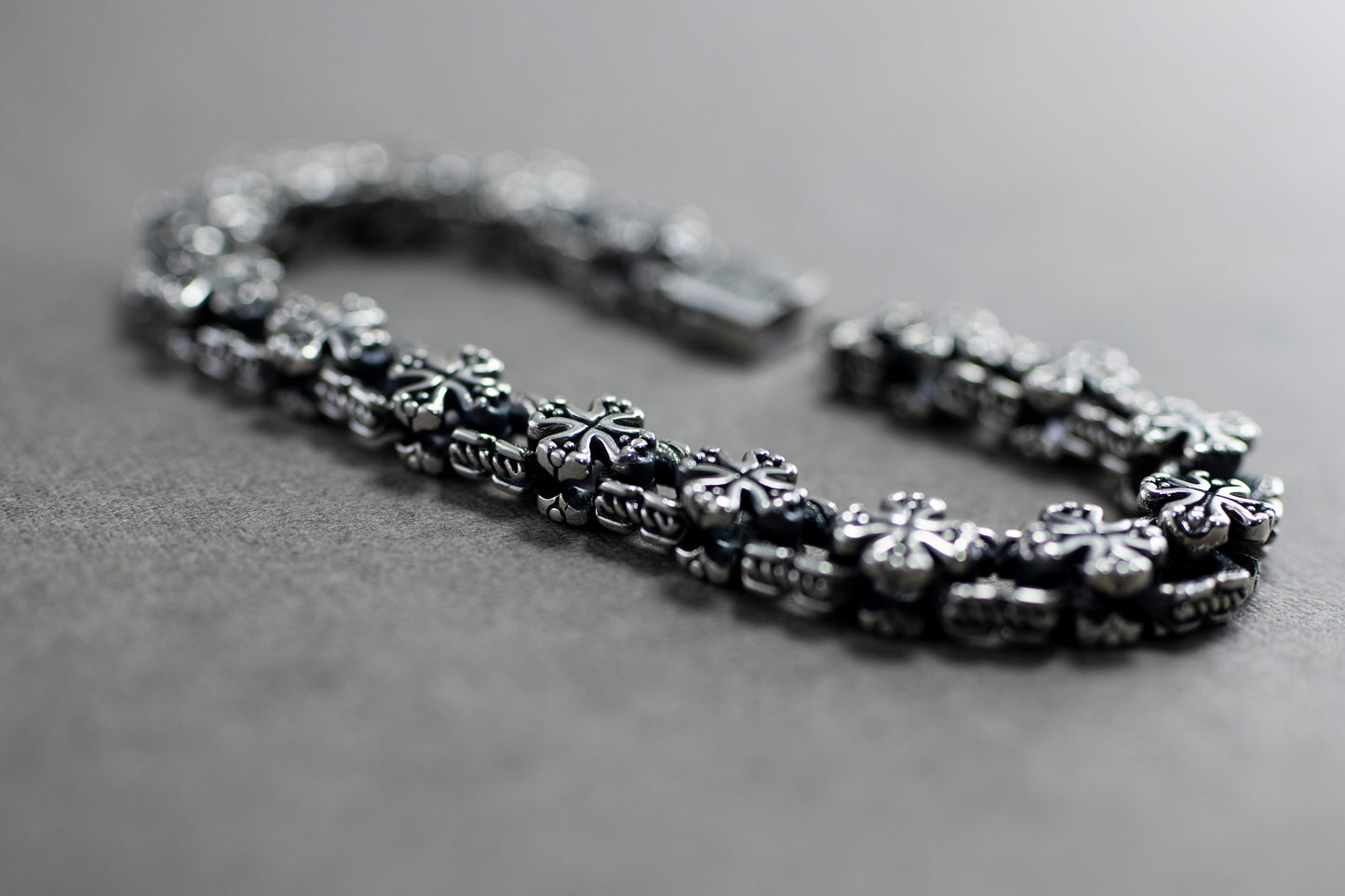 Sterling Silver Gothic Cross Bracelet