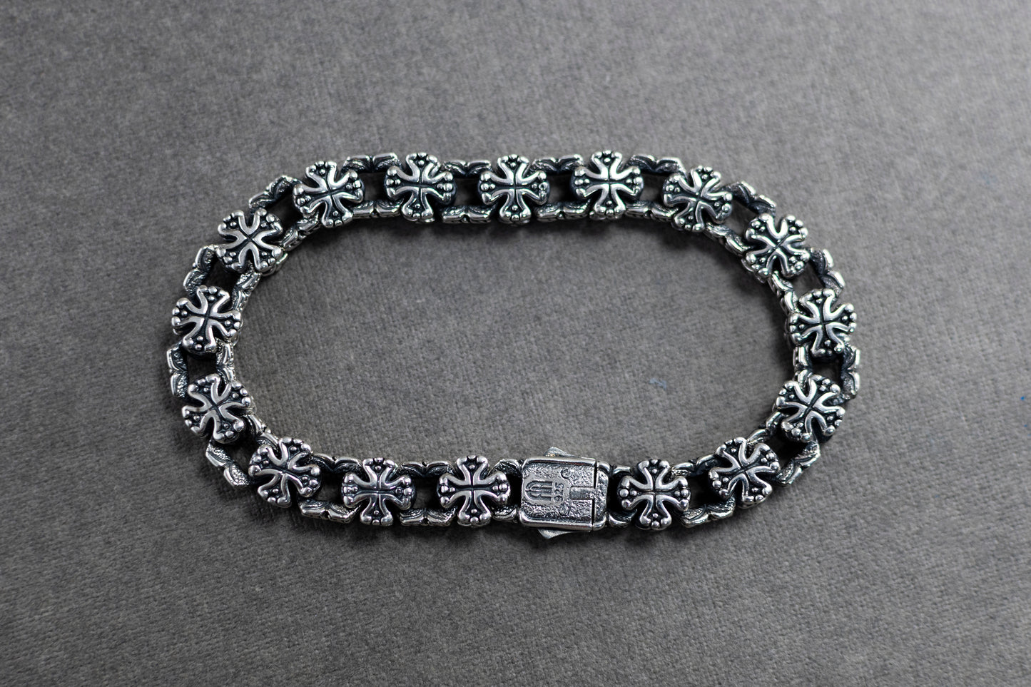 Sterling Silver Gothic Cross Bracelet