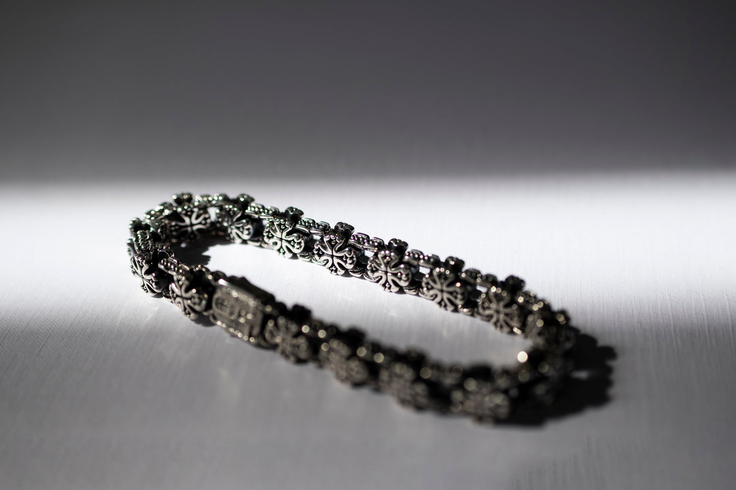 Sterling Silver Gothic Cross Bracelet