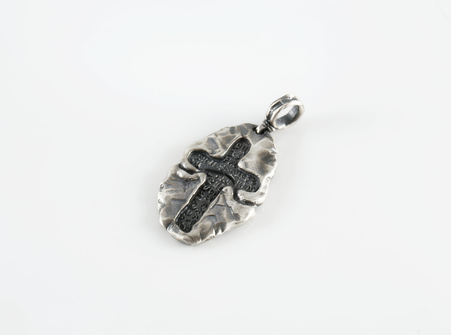 Sterling Silver Cross Pendant Necklace "Stone Cross"