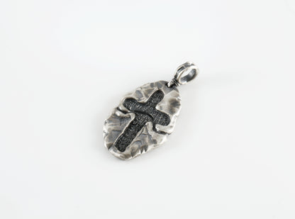 Sterling Silver Cross Pendant Necklace "Stone Cross"
