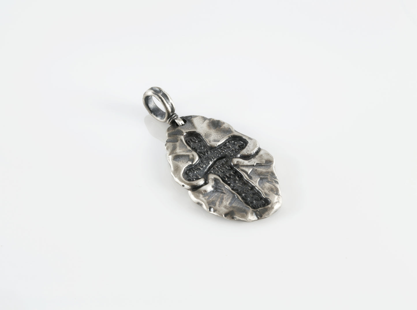 Sterling Silver Cross Pendant Necklace "Stone Cross"