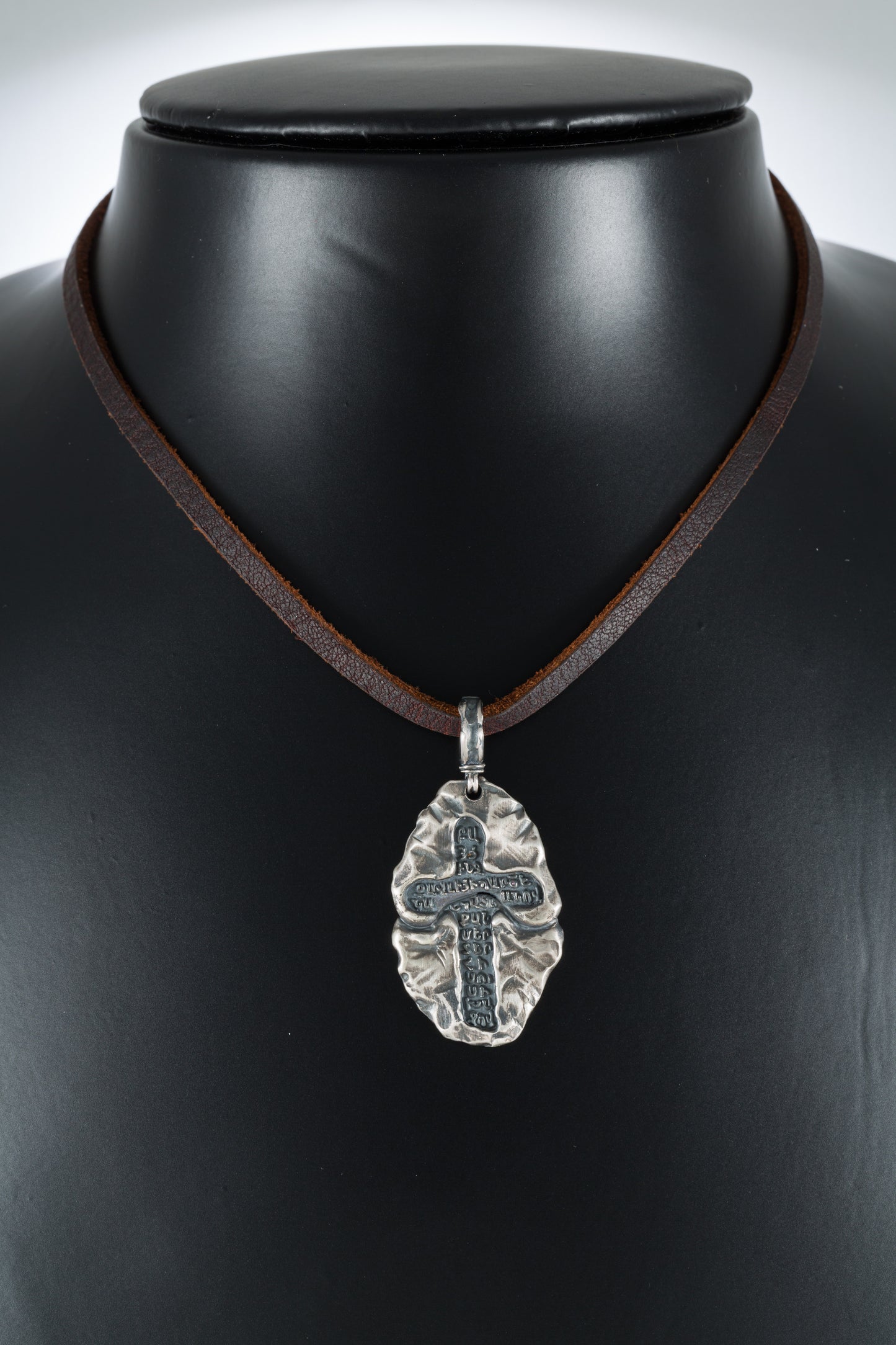 Sterling Silver Cross Pendant Necklace "Stone Cross"