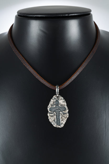 Sterling Silver Cross Pendant Necklace "Stone Cross"