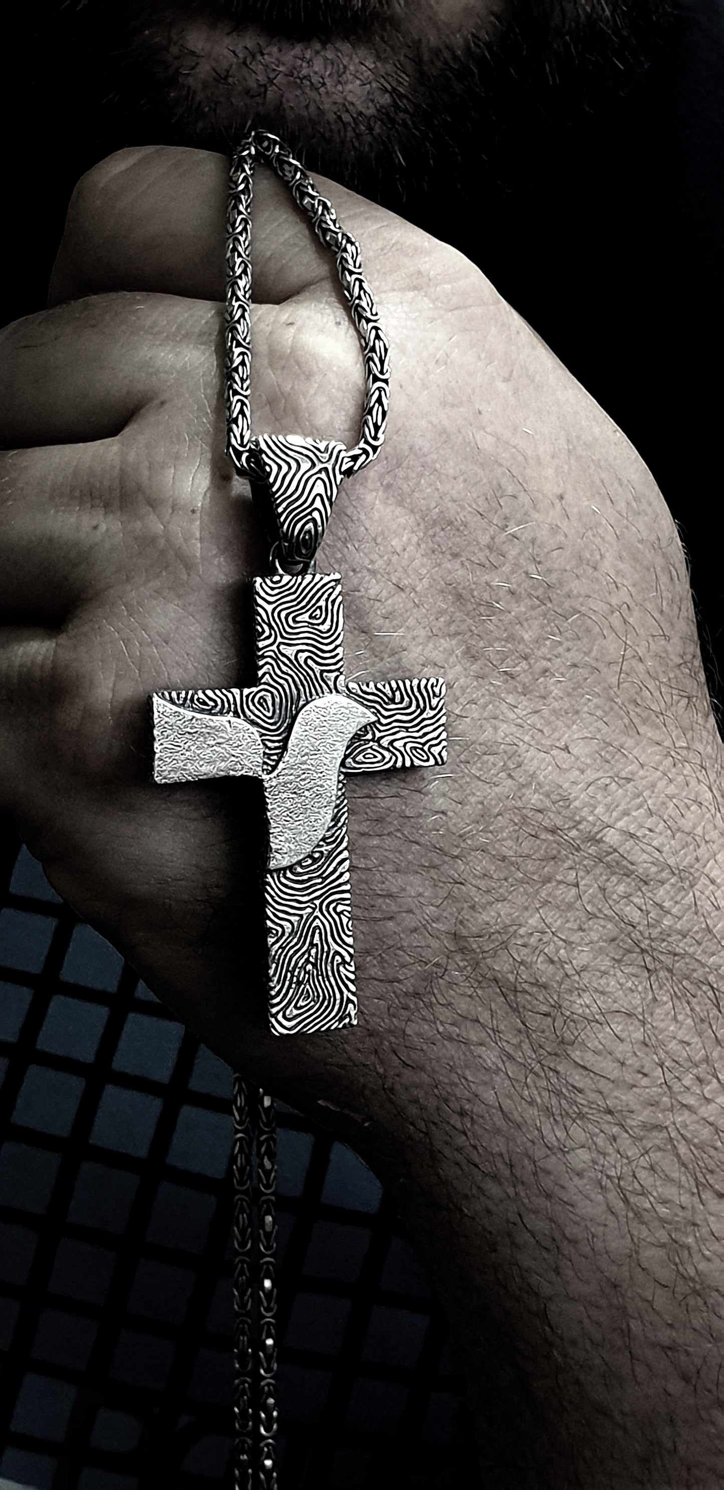 Large silver Armenian prayer cross