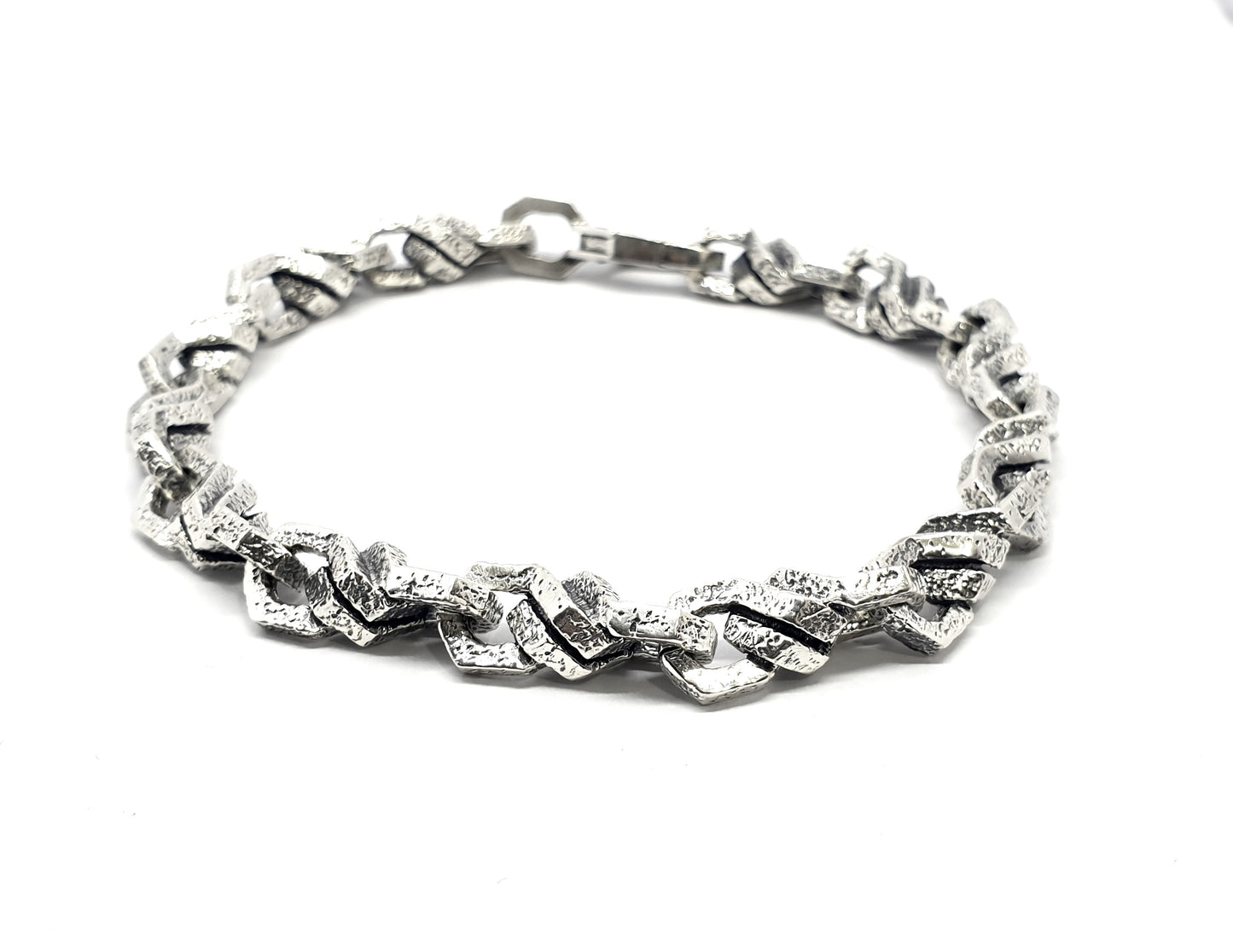 Hammered Sterling Silver Chain Bracelet