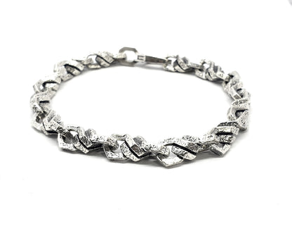 Hammered Sterling Silver Chain Bracelet