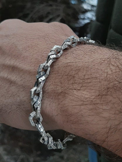 Hammered Sterling Silver Chain Bracelet