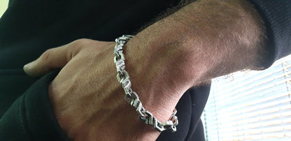 Hammered Sterling Silver Chain Bracelet