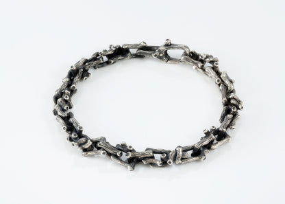 Branch Link Bracelet - Oxidized Silver