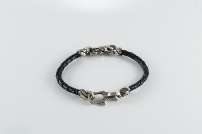 Braided Leather Bracelet with Sterling Silver