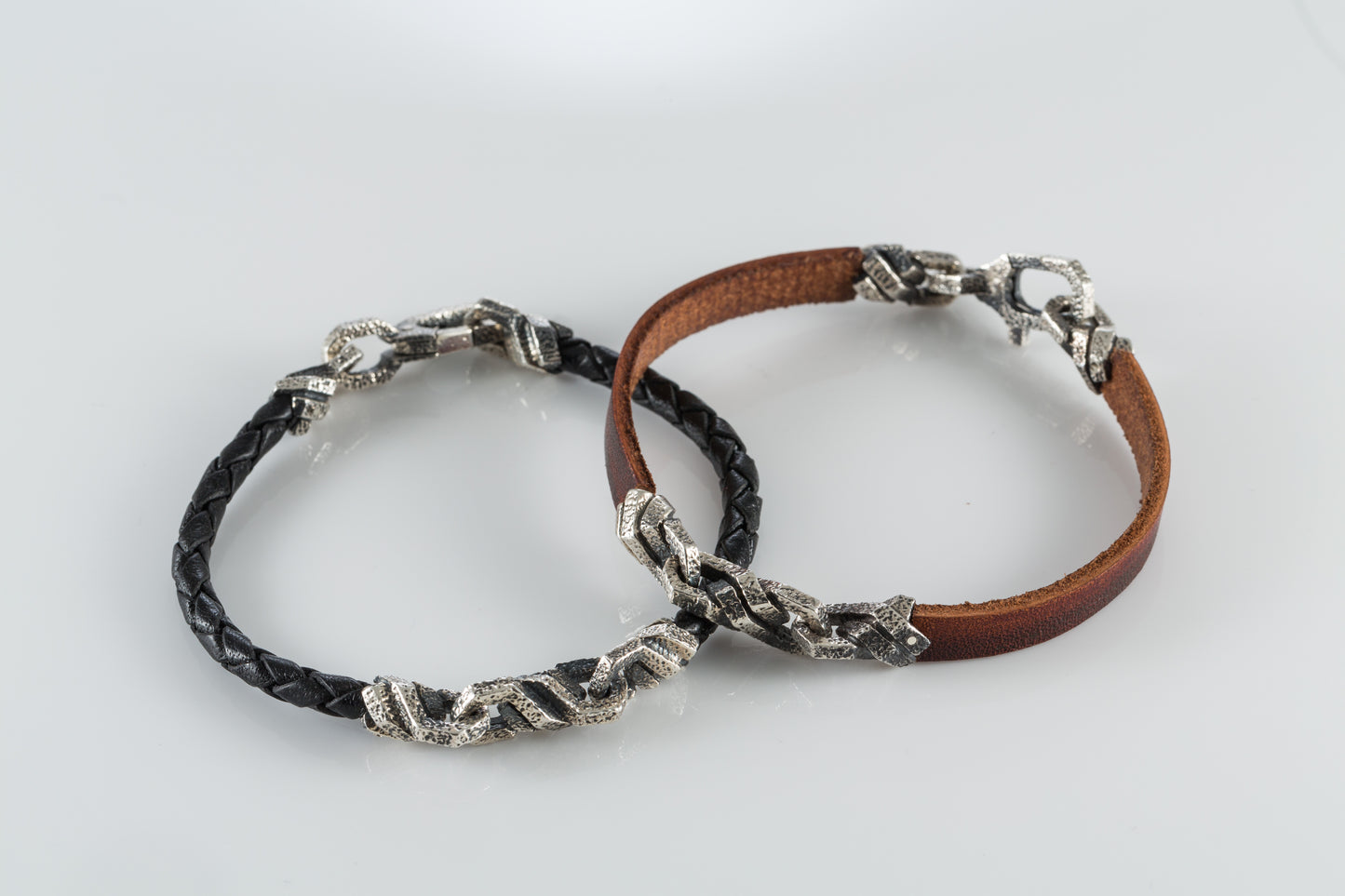 Braided Leather Bracelet with Sterling Silver