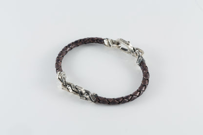Braided Leather Bracelet with Sterling Silver