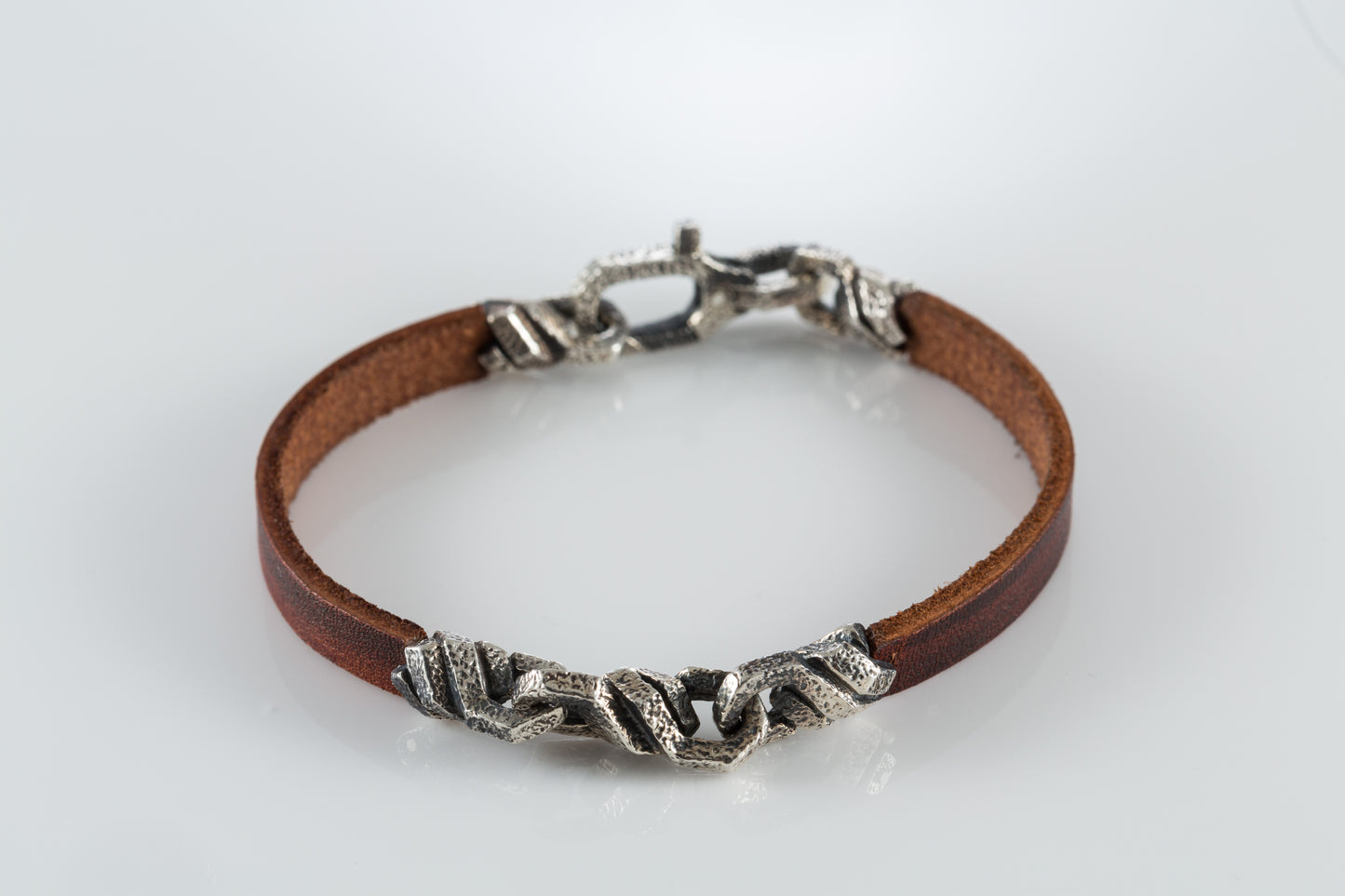 Braided Leather Bracelet with Sterling Silver