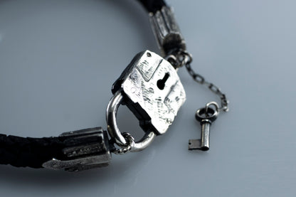 Men's Sterling Silver Padlock Bracelet