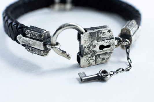 Men's Sterling Silver Padlock Bracelet