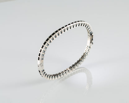 Men's Geometric Silver Bracelet Set Modern Square Pattern Jewelry