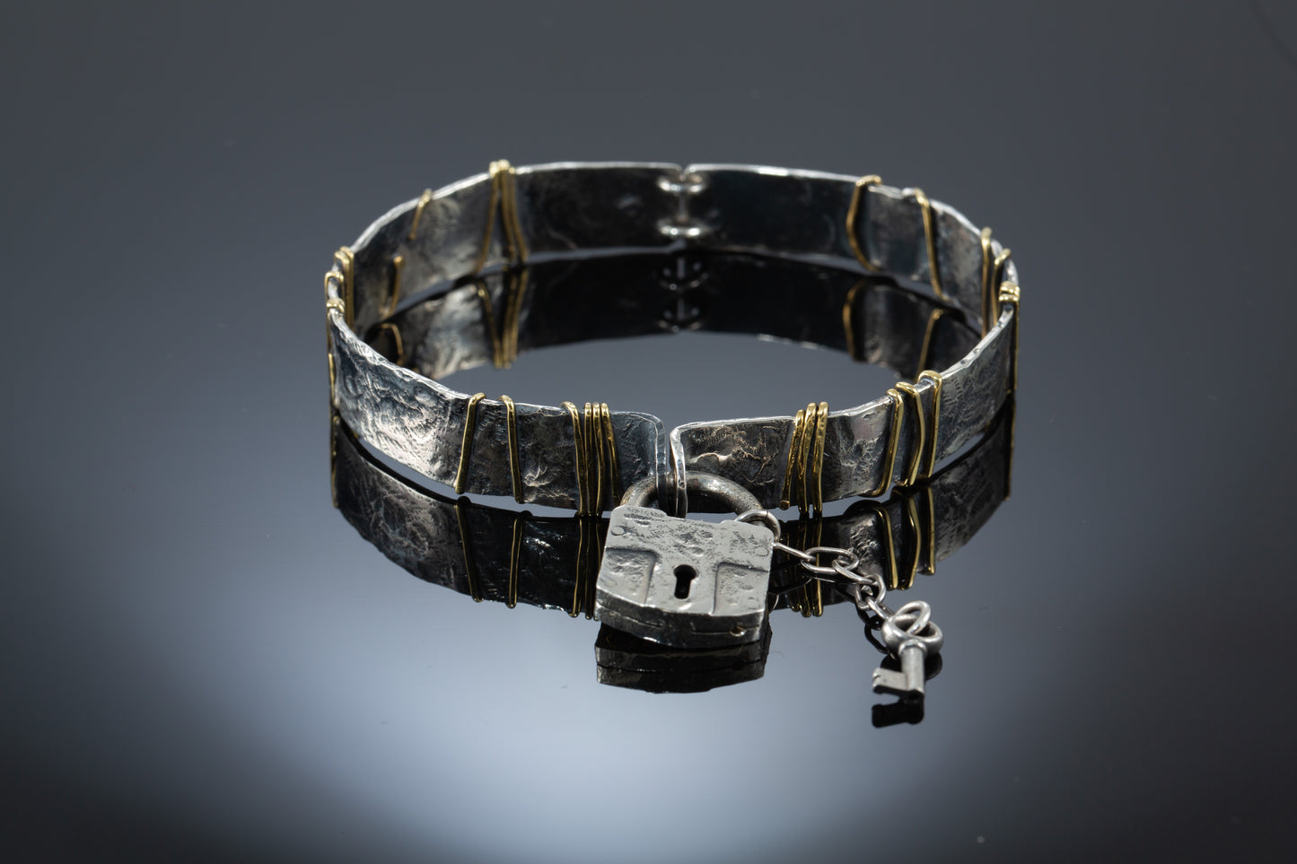 Handmade Silver Lock Bracelet with Key