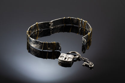 Handmade Silver Lock Bracelet with Key