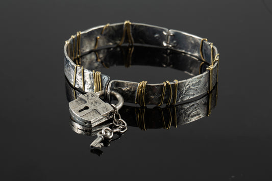 Handmade Silver Lock Bracelet with Key